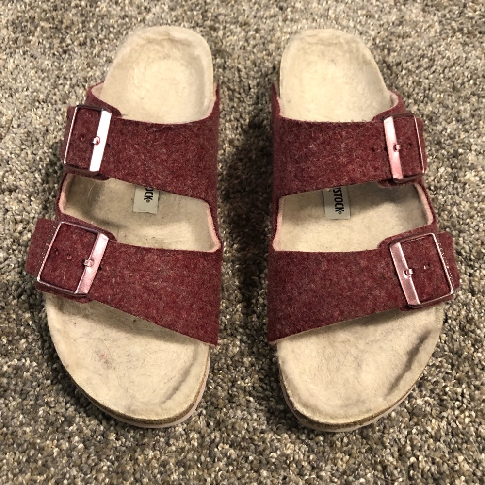 Birkenstock Arizona Pink Felt and Wool Sandal Size 37